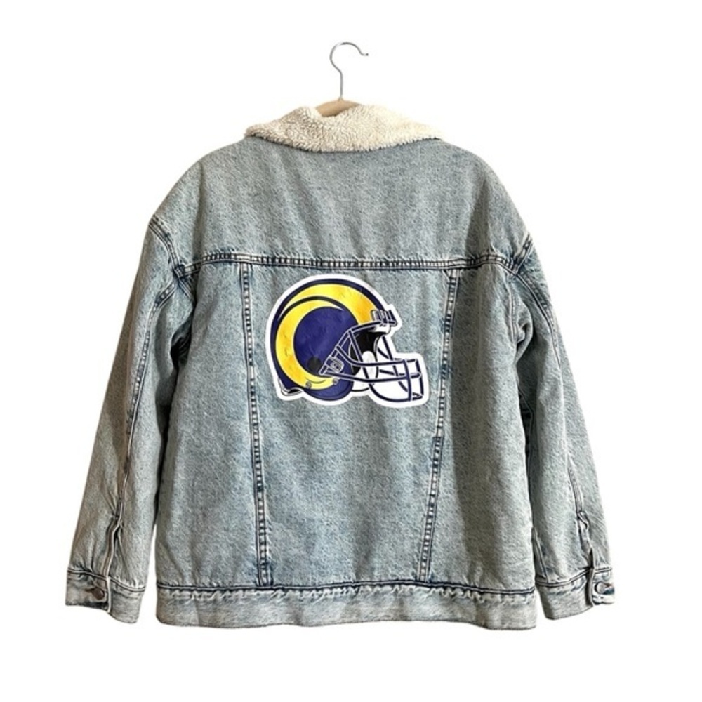 Pacsun LA Rams Denim Sherpa Jacket Size Medium/Large
